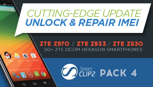 Smart-Clip Pack 4: Unlock and IMEI Repair for ZTE Qualcom Hexagon smartphones