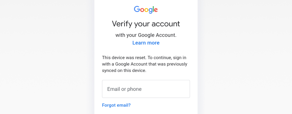 Verify Your Google Account screen