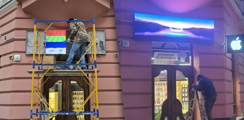 Монтаж уличного LED-экрана специалистами LED Solutions