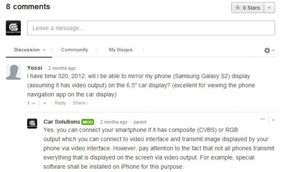 Comentarios sobre  interface de video para BMW