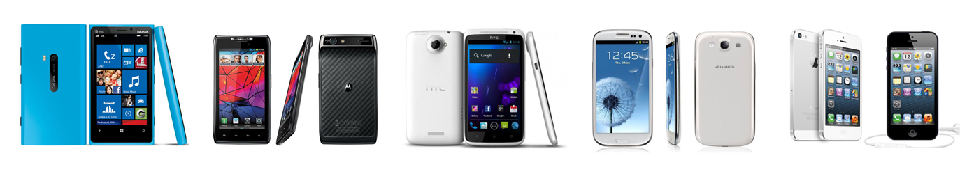  Nokia Lumia 920, Motorola Droid RAZR М, HTC One X, Samsung Galaxy S3, iPhone 5 