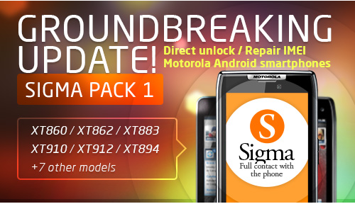 Sigma Pack 1 - Direct Unlock and Repair IMEI for Motorola Android smartphones