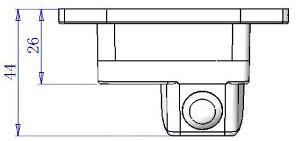 Dimensiones de la cámara de de visión trasera para Mitsubishi Lancer