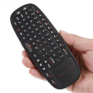 Mini teclado inalámbrico con panel táctil y puntero (negro)