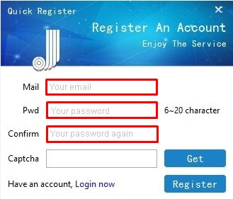 Enter email and password